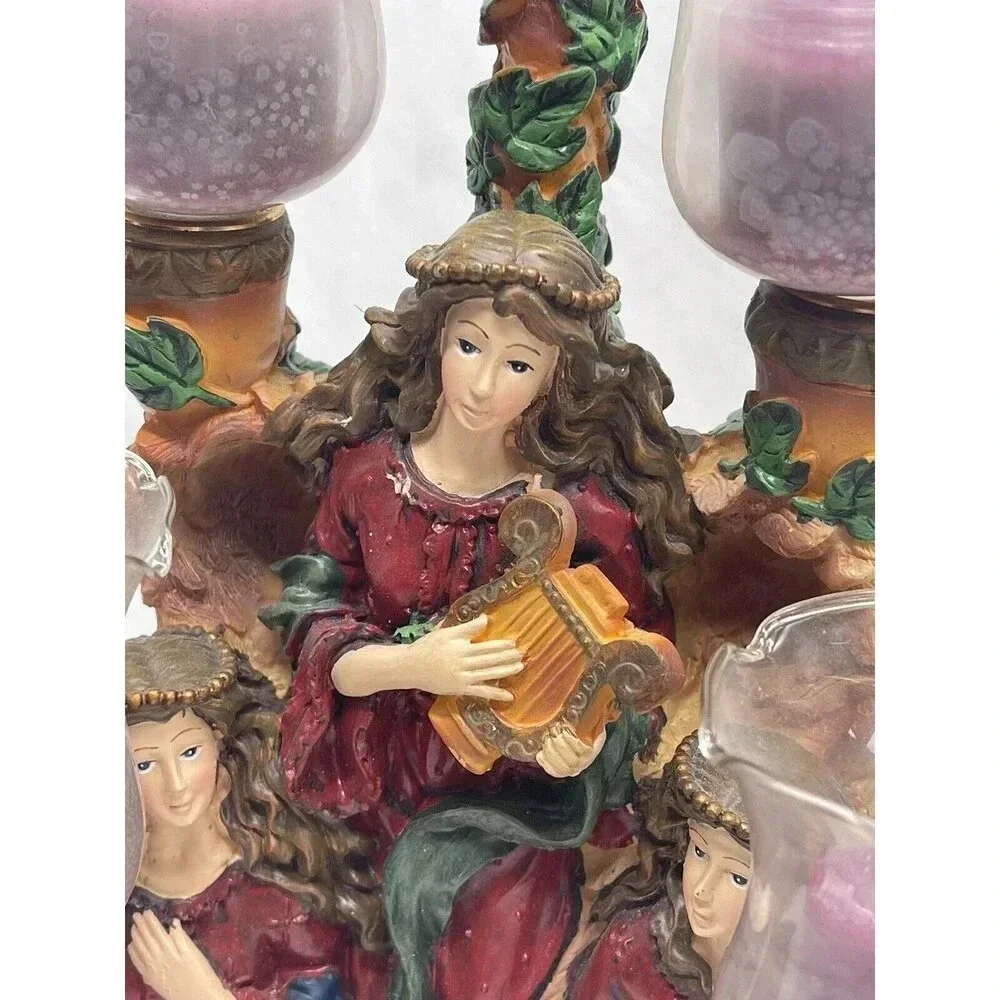 Trio of Angels Candelabra Candle Holder Christmas Holiday 5 Candles Resin Heavy